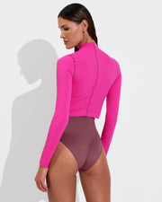 Rays Long Sleeve Top - Hot + Sunday Suit - Desert Plum (Size S)