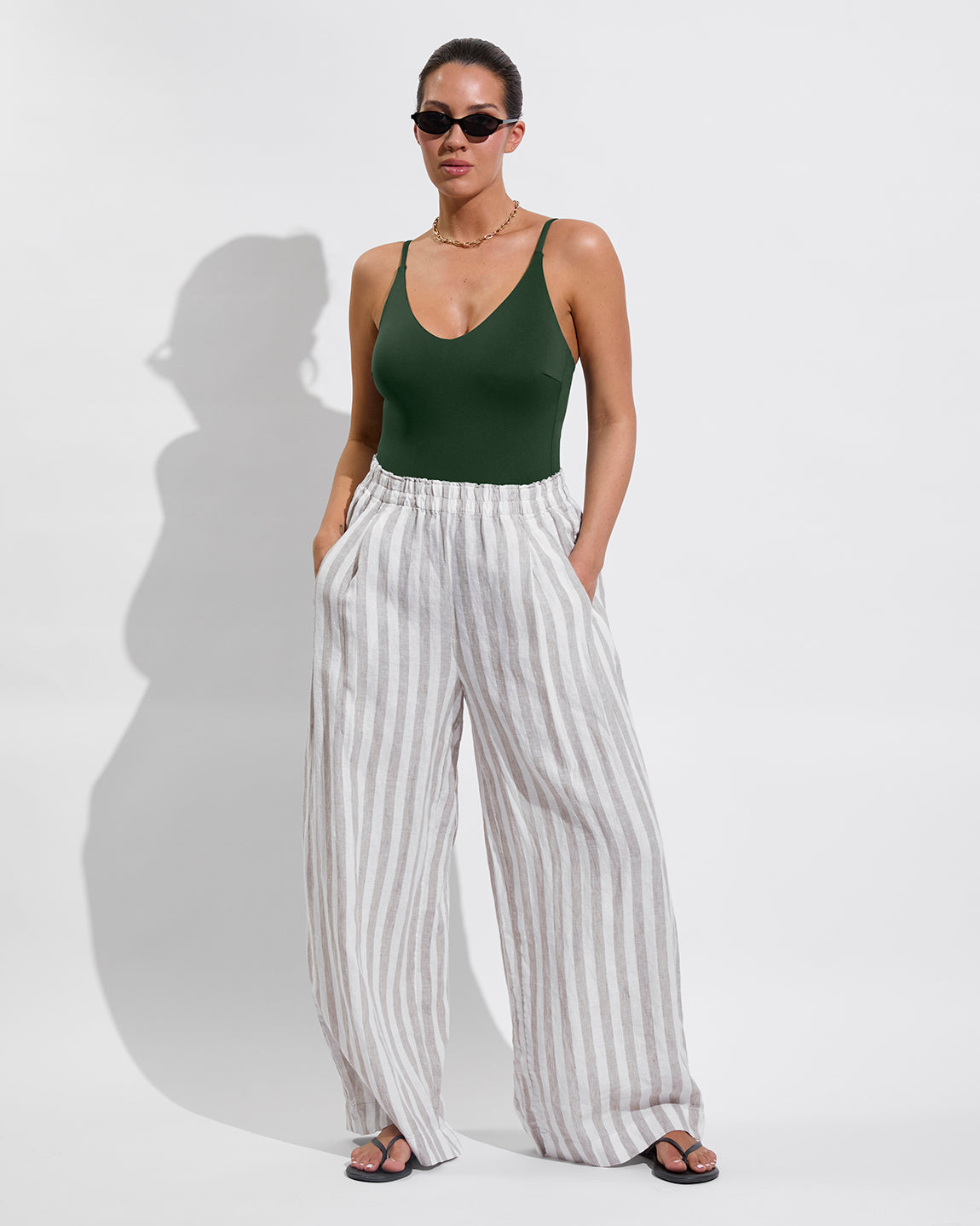 Sunday Suit D+ - Palm (34DD, Size L) + Coastal Pant - Beach/Coconut (Size L)