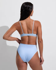 Sunday Top + Hi Hi Bottom - Splash Stripe Blue Skies/Coconut (Size S)