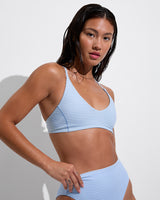 Sunday Top - Splash Stripe Horizontal: Blue Skies / Coconut