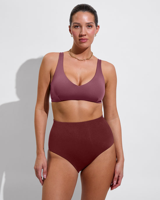 Sunday Top D+ (34DD, Size L) - Desert Plum + Hi Tide Bottom - Jam (Size L)