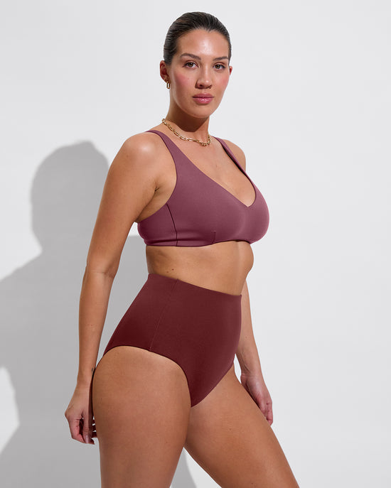 Sunday Top D+ (34DD, Size L) - Desert Plum + Hi Tide Bottom - Jam (Size L)