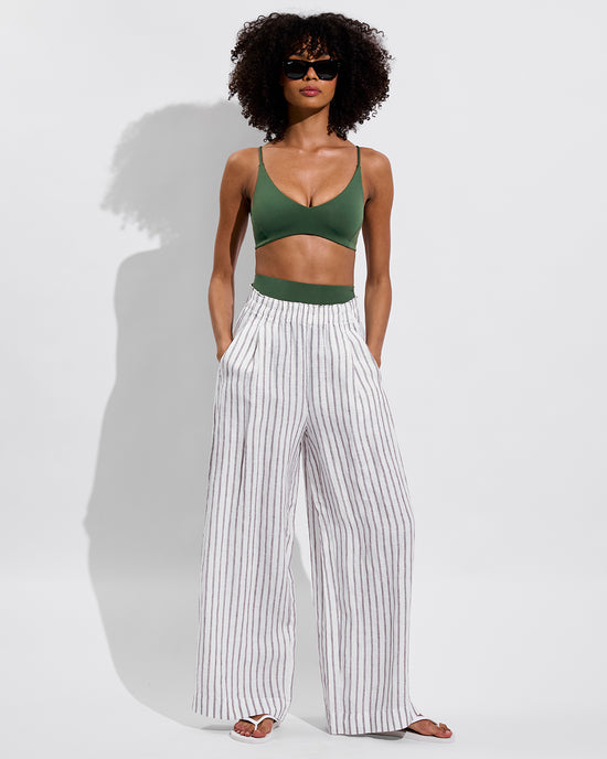 Sunday Top + Hi Tide Bottom - Tropics + Coastal Pant - Classic Stripe: Stormy / Coconut (Size S)