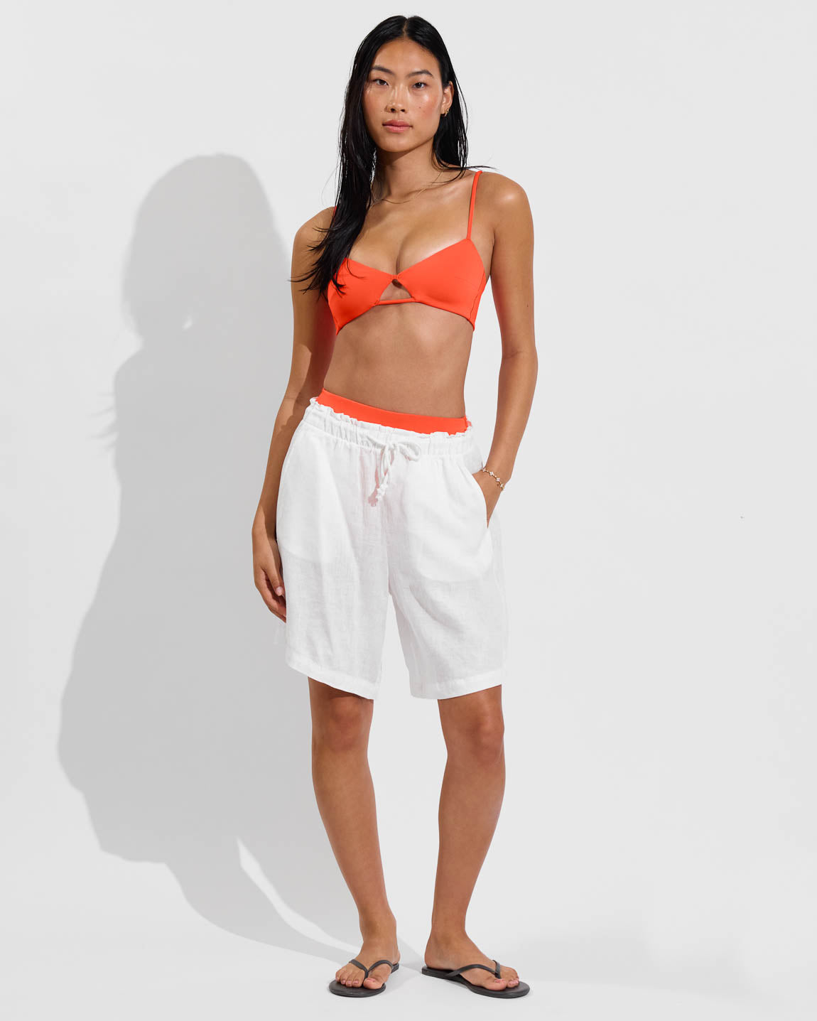 Sunny Side Top - Aperol + Getaway Short 9" - Coconut (Size S)
