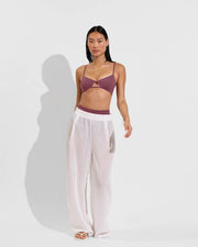 Sunny Side Top - Desert Plum +  Day Trip Pant - Sheer Stripe: Coconut Stripe (Size S)
