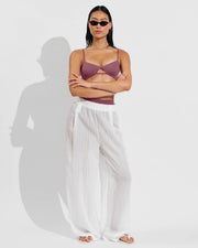 Sunny Side Top - Desert Plum +  Day Trip Pant - Sheer Stripe: Coconut Stripe (Size S)