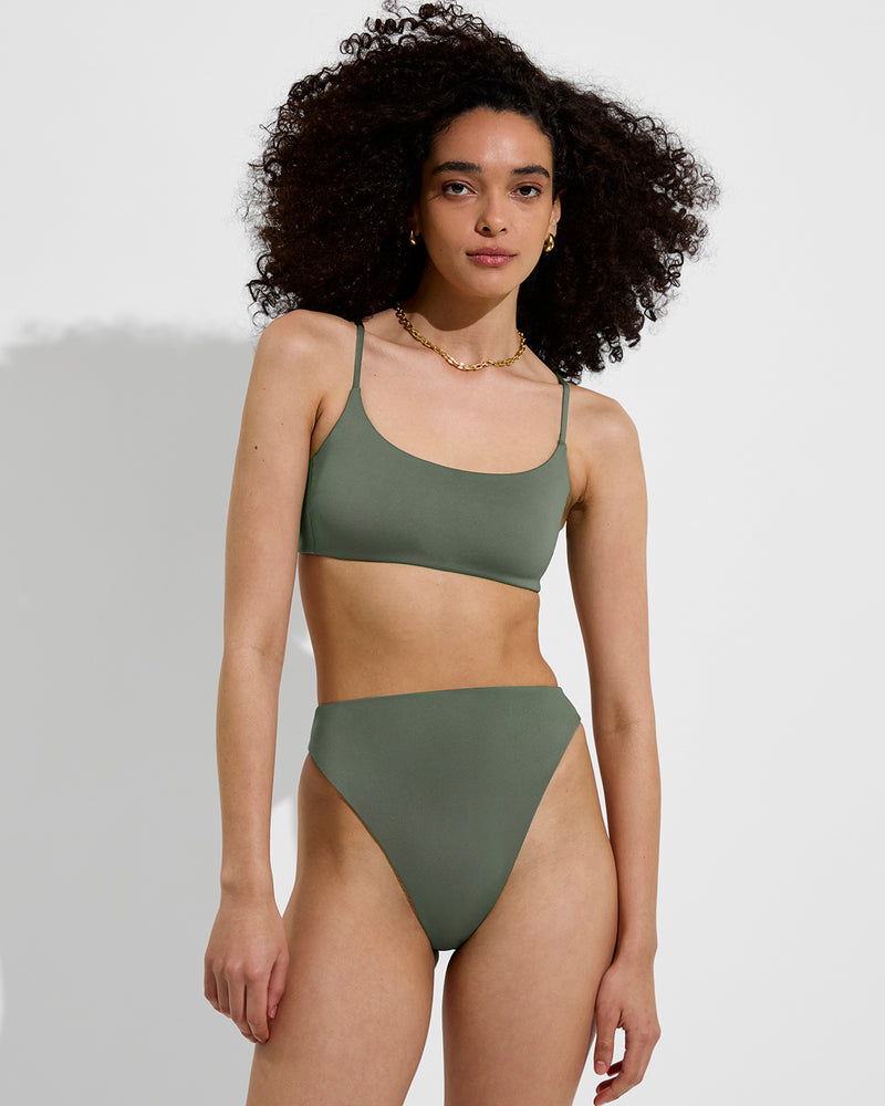 Pool Days Top + Super Hi Hi Bottom - Agave (Size S)