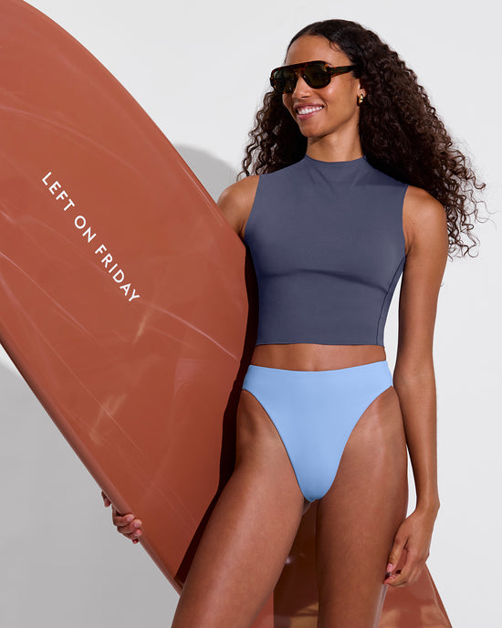 Rays Sleeveless Top - Varsity + Super Hi Hi Bottom - Blue Skies (Size S)