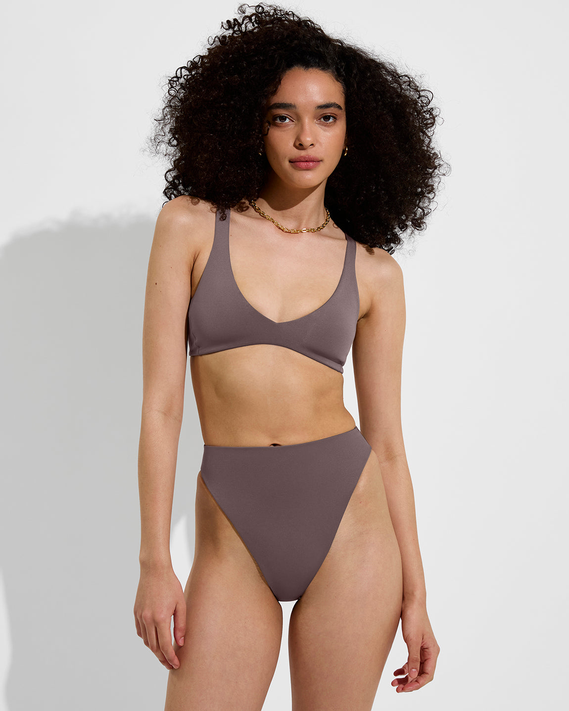 Plunge Top + Super Hi Hi Bottom - Stormy (Size S)