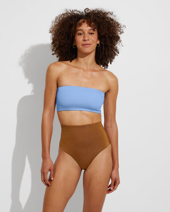 Tubular Top - Blue Skies + Hi Tide Bottom - Tan Lines (Size S)