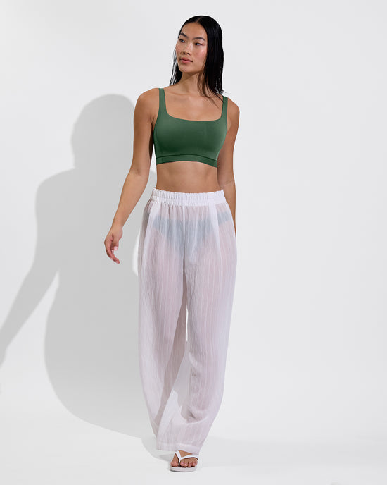 Top Shelf Top + Wear To Bottom - Tropics + Day Trip Pant - Sheer Stripe: Coconut (Size S)