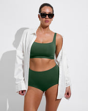 Top Shelf (34DD) + Barrel Bottom - Tropics + Getaway Button Down (Size L)
