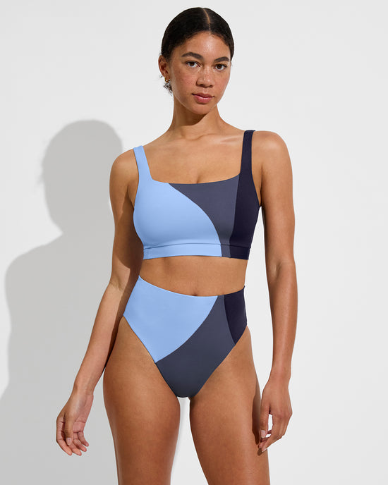 Top Shelf (32D, Size S) + Hi Hi Bottom - Blue Skies / Varsity / Sprint (Size S)