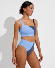Top Shelf (32D, Size S) + Hi Hi Bottom - Blue Skies / Varsity / Sprint (Size S)