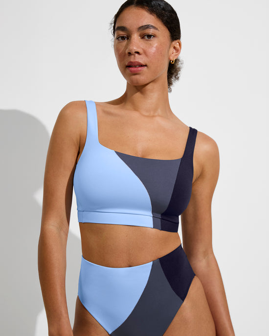 Top Shelf (32D, Size S) + Hi Hi Bottom - Blue Skies / Varsity / Sprint (Size S)
