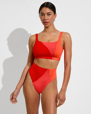Top Shelf (32D, Size S) + Hi Hi Bottom - Sweet Chili Heat / Flare / Aperol (Size S)