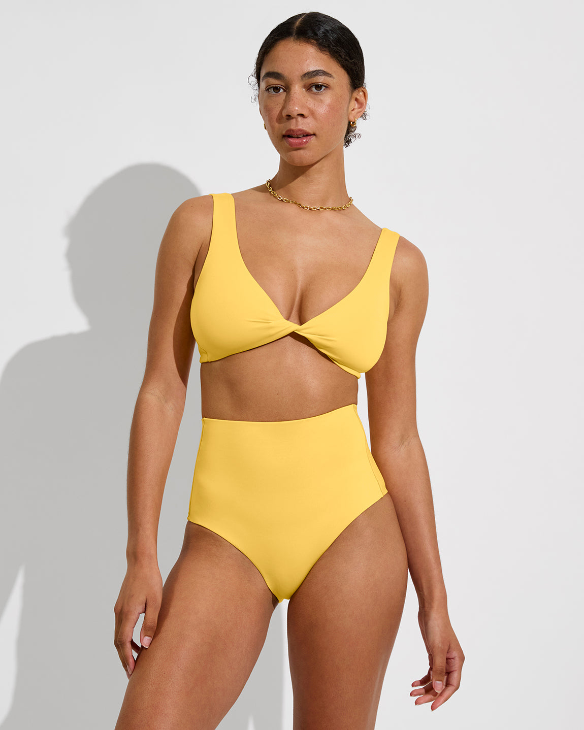 Twisted Plunge Top D (32D, Size S) + Hi Tide Bottom - Mango (Size S)