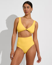 Twisted Plunge Top D (32D, Size S) + Hi Tide Bottom - Mango (Size S)