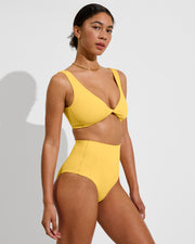Twisted Plunge Top D (32D, Size S) + Hi Tide Bottom - Mango (Size S)