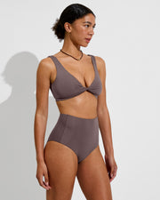Twisted Plunge Top D (32D, Size S) + Hi Tide Bottom - Stormy (Size S)
