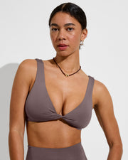Twisted Plunge Top D (32D, Size S) + Hi Tide Bottom - Stormy (Size S)