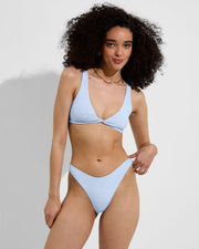Twisted Plunge Top + Dip Bottom - Blue Skies (Size S)