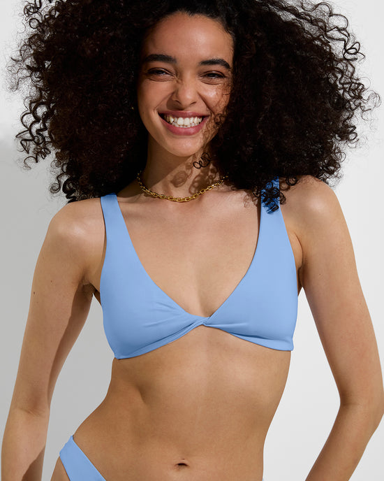 Twisted Plunge Top - Blue Skies (Size S)
