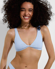 Twisted Plunge Top + Dip Bottom - Blue Skies (Size S)