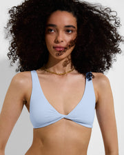Twisted Plunge Top + Dip Bottom - Blue Skies (Size S)