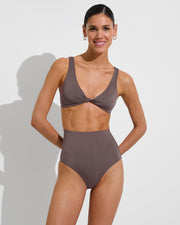 Twisted Plunge Top + Hi Tide Bottom - Stormy (Size S)