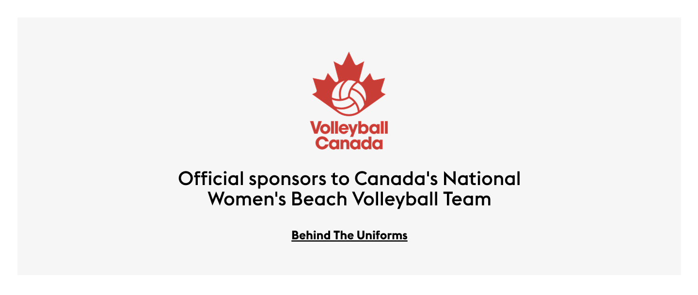 Official sponsors to Canada's National Women's Beach Volleyball 