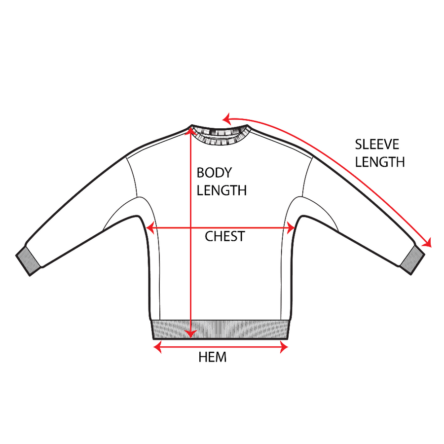Victory Lap Sweatshirt Measurements