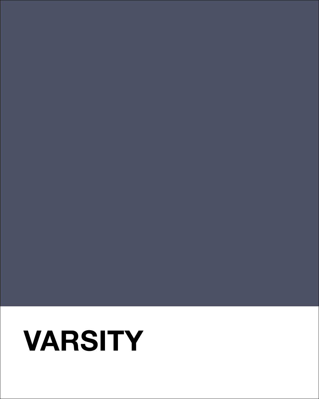 Solid dark blue color swatch with 'Varsity' text on a white background