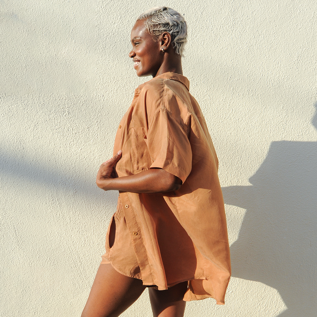 Tan button down sales dress