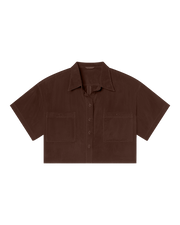 Day Trip Button Down *Cropped - Cold Brew