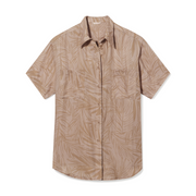 Day Trip Button Down - Petite Palm Fronds Tan