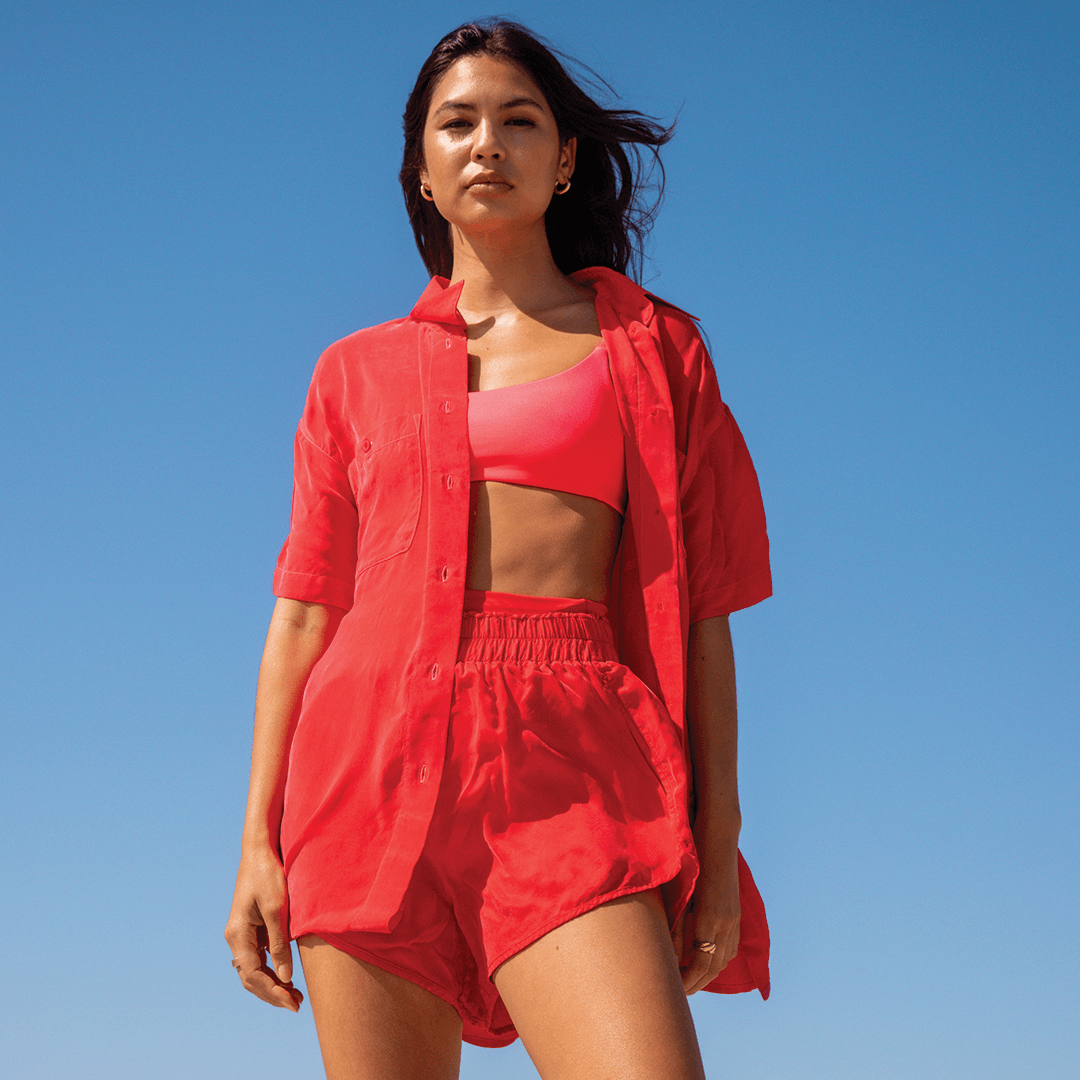 Day Trip Button Down - Sweet Chili Heat (S/M) + Pool Days Top - Rescue (Size S) + Day Trip Short - Sweet Chili Heat (Size S)