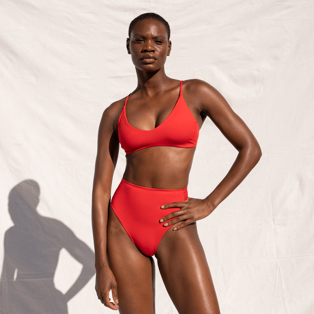 Red high 2025 waisted bikini